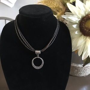 Silpada Sterling Silver Black Leather Necklace